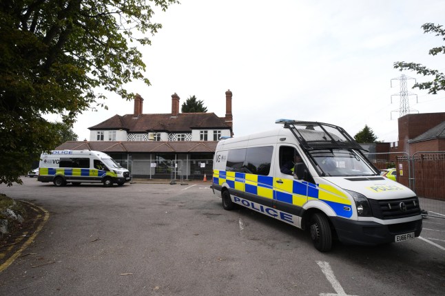 Police vans ahead of the latest in a series of demonstrations outside the former Bell Hotel in Epping, believed to be housing asylum seekers, after an asylum seeker was charged with allegedly attempting to kiss a 14-year-old girl. Picture date: Sunday July 27, 2025. PA Photo. Photo credit should read: Jordan Pettitt/PA Wire