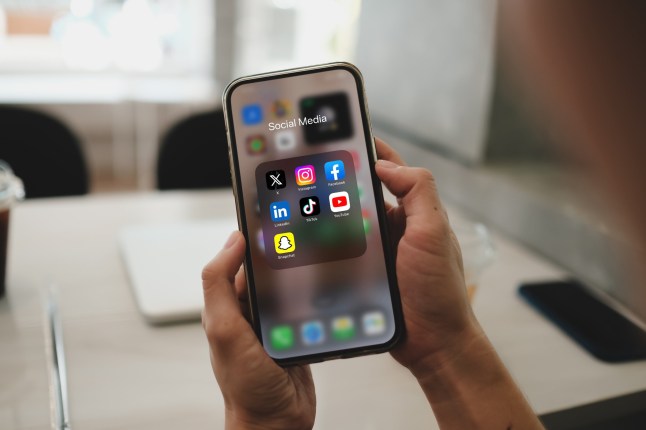 Bangkok. Thailand. October 10,2023:Close Up of iPhone 13 Pro Display with Social Media Application Icons, Instagram, Facebook, X, Twitter, Youtube, Linkedin, Snapchat, Tiktok; Shutterstock ID 2372924835; purchase_order: -; job: -; client: -; other: -