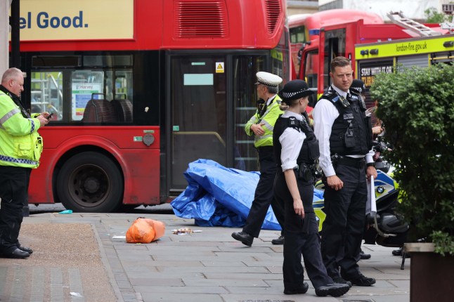pic shows: Accident in Regent Street Stopped traffic in major London Streets Near Oxford Circus Reports of two pedestrians hit by a bus 28.7.25 Picture by Gavin Rodgers/ Pixel8000