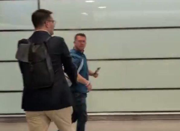 Tommy Robinson allegedly knocks somebody unconscious at St Pancras station.