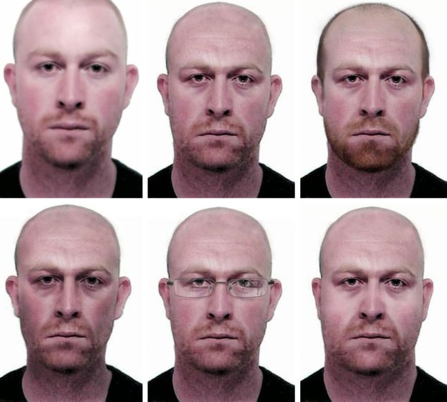 Undated handout file photos issued by Merseyside Police of Kevin Parle with age progression photographs (top row left right) original, average age, hair loss (bottom row left to right) underweight, glasses and overweight, of what the suspected killer may look like today, as Parle, who is wanted for questioning over two murders, may be in Australia. PRESS ASSOCIATION Photo. Issue date: Friday February 26, 2016. Merseyside Police want to trace Parle, 35, in connection with the deaths of 22-year-old Lucy Hargreaves in 2005 and 16-year-old Liam Kelly in 2004. See PA story POLICE Parle. Photo credit should read: Merseyside Police/PA Wire NOTE TO EDITORS: This handout photo may only be used in for editorial reporting purposes for the contemporaneous illustration of events, things or the people in the image or facts mentioned in the caption. Reuse of the picture may require further permission from the copyright holder.