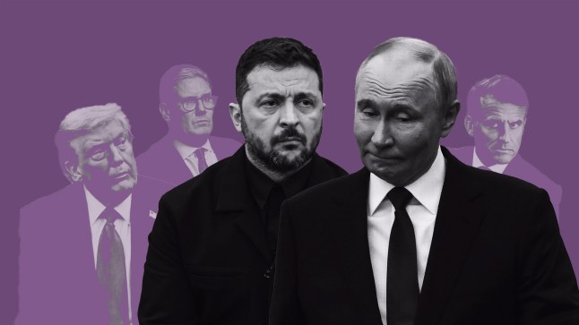 A graphic showing Zelensky, Putin, Starmer, Trump and Macron