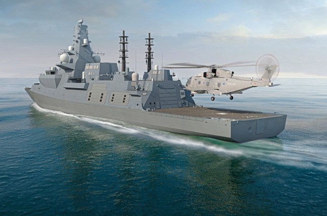 Stock Computer Generated Image of the future Type 26 Ship for the Royal Navy. All of the Royal Navy?s next-generation Type 26 frigates will be homed in Devonport, the Defence Secretary Gavin Williamson announced at the Naval Base today. The eight Type 26 warships will start being delivered to the Royal Navy from the mid-2020s, heralding yet another new era in the role of a base which has played a central role in the defence of the UK for hundreds of years ? from the Napoleonic wars to the Falklands Conflict. The 6,900-tonne frigates will be world-class anti-submarine warships and will provide cutting-edge protection for the likes of the UK?s nuclear deterrent and the Queen Elizabeth Class aircraft carriers, with the ability to conduct a whole range of other operations anywhere in the world. The Type 26 will replace the UK?s Type 23 frigates, with the first set to enter service in the mid 2020s and the last remaining in service beyond the middle of the century.