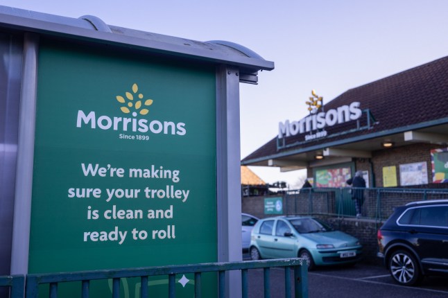A trolley park outside a Morrisons supermarket in Corringham, UK, on Tuesday, Nov. 26, 2024. UK grocery price inflation edged up in October as British shoppers flocked to supermarkets in the busiest month since the pandemic. Photographer: Chris Ratcliffe/Bloomberg via Getty Images