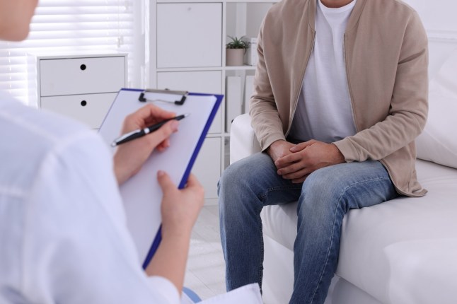 Man having appointment with STD specialist in clinic, closeup; Shutterstock ID 2113618628; purchase_order: -; job: -; client: -; other: -