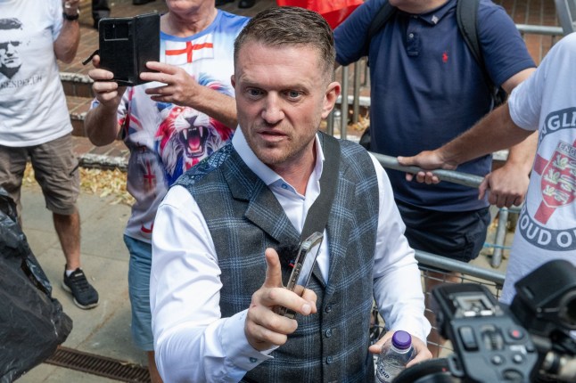 LONDON, UNITED KINGDOM - JULY 3: Tommy Robinson departs from Southwark Crown Court in London after attending a plea and trial preparation hearing on charges of harassment against two journalists in London, United Kingdom on July 3, 2025. (Photo by Thomas Krych/Anadolu via Getty Images)
