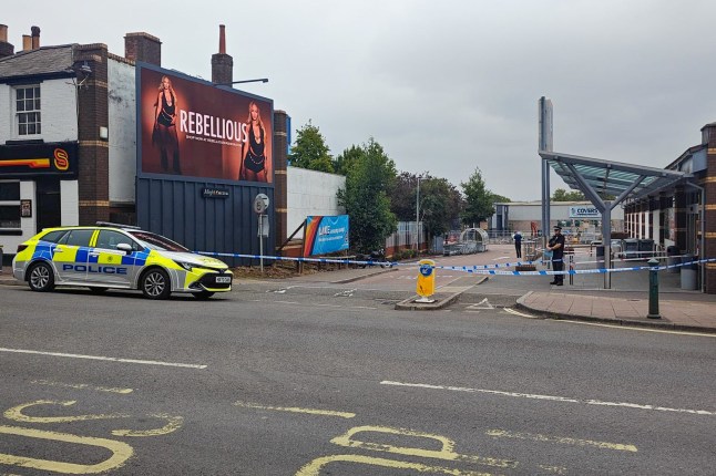 Pictured: Police at the scene outside an Aldi Supoermarket, Southampton Hants. A 46 year old man has today appeared in court charged with attempted murder following a knife attack outside an Aldi supermarket. Two people suffered injuries after a weapon was pulled at the entrance to the shop and a number of people were threatened with the blade. None of the injuries are thought to be serious. Police were called to the attack in Southampton, Hants, on Sunday lunchtime and tackled a suspect to the floor before arresting him. Please byline: Daily Echo/Solent News ?? Daily Echo/Solent News & Photo Agency UK +44 (0) 2380 458800