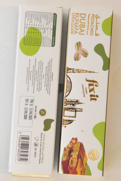Dubai-style chocolate urgently recalled over fears it contains this health risk' Update 1 - Food Alert For Action: Consumers and Food Businesses who have purchased Noesis, Fix it and Le Damas Dubai-style chocolate products are advised to take action to avoid risk to health Additional products and additional allergens have been included in Update 1. This FAFA replaces earlier versions of FSA-FAFA-03-2025. We are notifying consumers and food businesses who have purchased any of the Dubai-style chocolate products listed below as these products contain peanuts and other types of nuts (almonds, cashews and walnuts) which are not all mentioned on the labelling, making it a possible health risk to anyone with an allergy to peanuts or other types of nuts. Food businesses selling the Dubai-style chocolate products listed below are advised to immediately stop sales and to undertake product withdrawals, and where there have been retail sales, to undertake product recalls. This is because the product presents a serious risk to anyone with an allergy to peanuts or other types of nuts. Businesses have been supplied these products by a company called Black Sea Trading Ltd, who have so far been uncontactable. As a result, food safety action is required by the food businesses selling these products.
