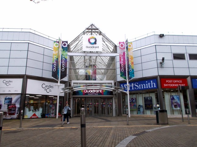 The outside of the WHSmith shopping centre in Swansea, where a woman fell on the escalator.