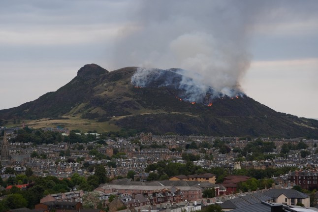A view of a fire on Arthur's Seat in Holyrood Park, Edinburgh. Picture date: Sunday August 10, 2025. PA Photo. Photo credit should read: Jane Barlow/PA Wire