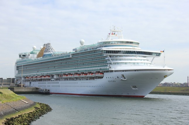 Velsen, The Netherlands - May 22, 2015: Ventura is a Grand-class cruise ship, owned and operated by P&O Cruises, built by Fincantieri, Monfalcone, Italy. It is 291.4 m (956 ft) long