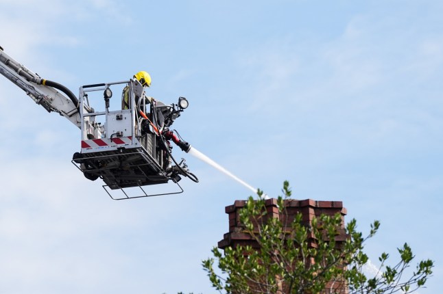 Fire crews continue to work at the scene of the Raven Hotel in Droitwich Spa, Worcestershire, following a fire at the Grade II listed site which began on Sunday. Picture date: Monday August 11, 2025. PA Photo. Photo credit should read: Jacob King/PA Wire