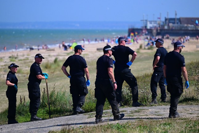 Police cordon on the beach in Isle of Sheppey.