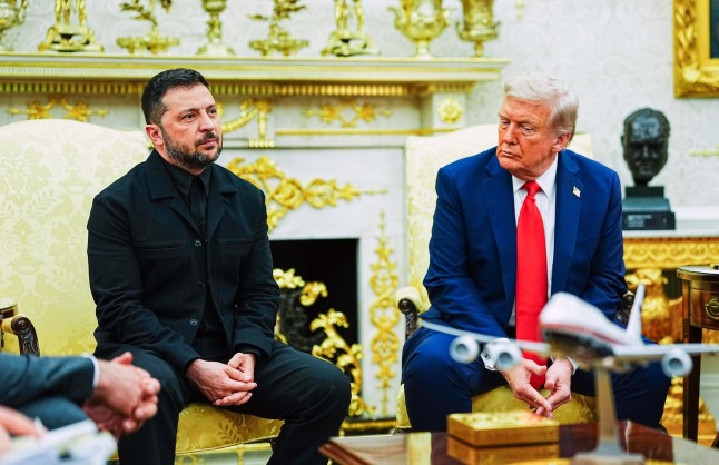 President Volodymyr Zelensky of Ukraine meets President Donald Trump in the Oval Office of the White House in Washington, DC, on Monday, August 18, 2025.
