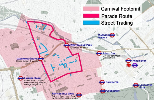 METRO GRAPHICS Notting Hill Carnival 2025 route map (Picture: Metro)