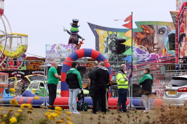 Police and emergency services at the Whitley bay bank holiday fairground.