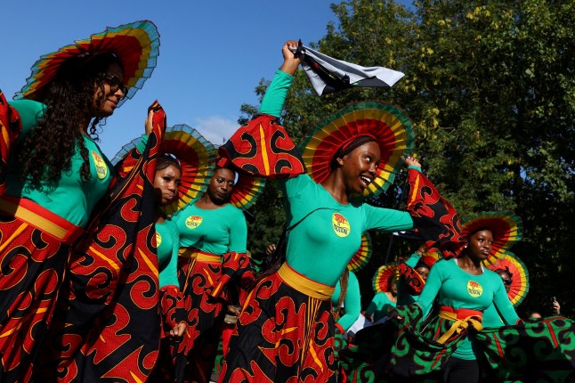 Performers take part in the Children's Day Parade, during Notting Hill Carnival, in London, Britain, August 24, 2025. REUTERS/Toby Melville TPX IMAGES OF THE DAY