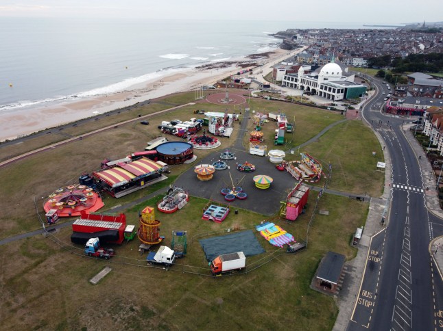 Police cordon around a fairground ride near Spanish city Plaza Whitley Bay