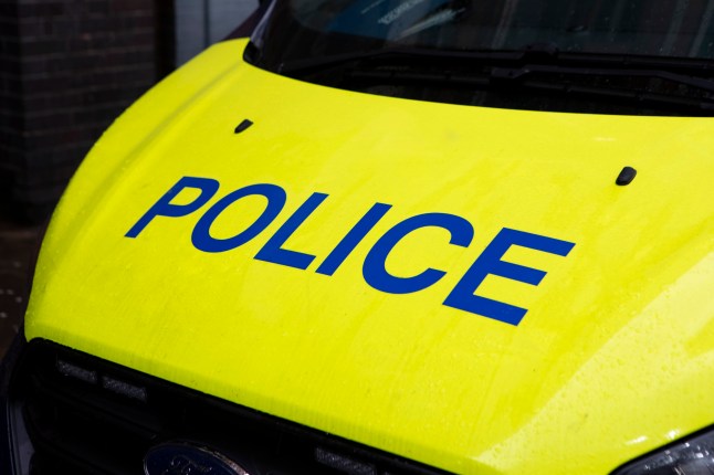 Close-up of a yellow police van