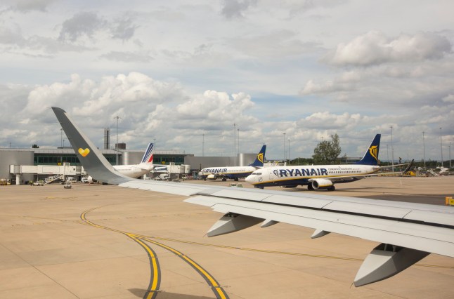 Planes at Manchester airport, UK.