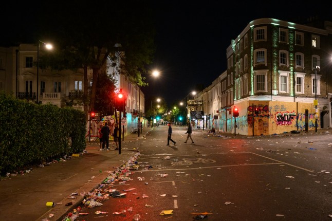 2025-08-25: As Notting Hill Carnival draws to a close, workers at Suez UK begin the overnight task of cleaning the streets of debris.