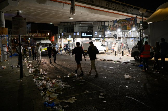 2025-08-25: As Notting Hill Carnival draws to a close, workers at Suez UK begin the overnight task of cleaning the streets of debris.