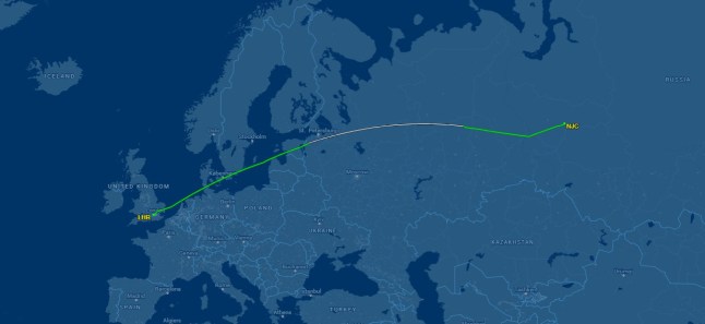 The path of the plane