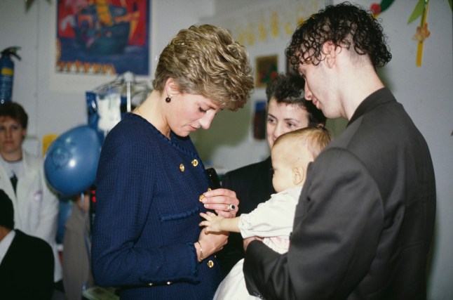 Diana, Princess of Wales (1961 - 1997) visits patients at Great Ormond Street Hospital in London, March 1991. She is wearing a suit by Chanel. (Photo by Jayne Fincher/Princess Diana Archive/Getty Images)