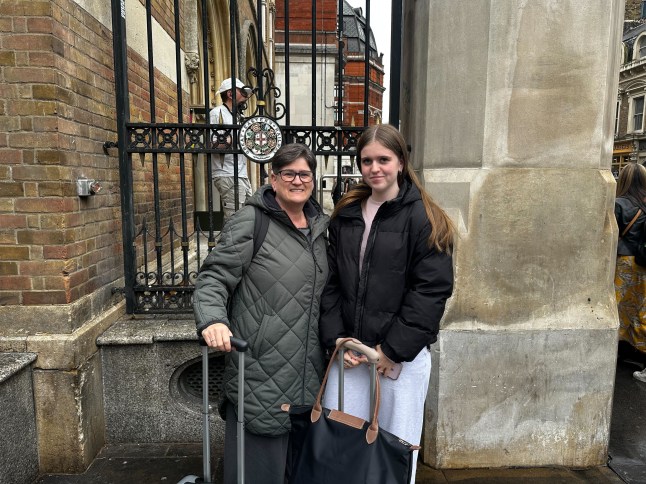 Mum and daughter at Liverpool Street station during the strike.