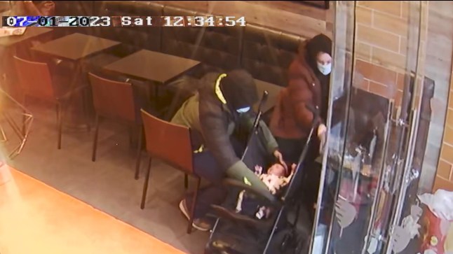 Metropolitan Police handout image dated 07/01/23 of CCTV footage of Constance Marten, Mark Gordon and baby Victoria in a German doner kebab shop in East Ham , London, which was shown in court during their trial. The pair are on trial at the Old Bailey accused of the manslaughter of baby Victoria. Issue date: Tuesday January 30, 2024. PA Photo. See PA story COURTS Baby. Photo credit should read: Metropolitan Police/PA Wire NOTE TO EDITORS: This handout photo may only be used in for editorial reporting purposes for the contemporaneous illustration of events, things or the people in the image or facts mentioned in the caption. Reuse of the picture may require further permission from the copyright holder.
