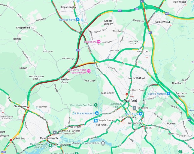 M25 anti-clockwise J17 Maple Cross (Picture: Google)