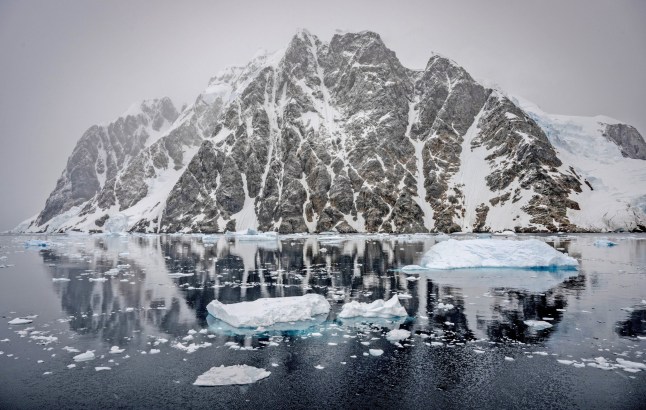 ANTARCTICA - FEBRUARY 14: An iceberg is seen as the 9th National Antarctic Science Expedition team heads towards Dismal Island, located in the part of Adelaide Island that opens into the Southern Ocean in Antarctica on February 14, 2025. The 9th National Antarctic Science Expedition continues under the auspices of the Turkish Presidency, under the auspices of the Turkish Ministry of Industry and Technology and under the coordination of TUBTAK MAM Polar Research Institute. The team started their cruise from King George Island, passing through Lemaire Channel, Penola Strait, Grandidier Channel and arrived at Dismal Island. (Photo by Sebnem Coskun /Anadolu via Getty Images)