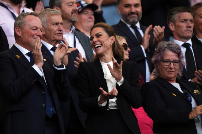 The Princess of Wales in the stands during the Women's Rugby World Cup in Brighton.