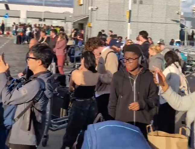 Passengers outside Terminal 4