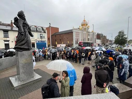 A mass demonstration was taking place today in solidarity of a woman raped in a racially-aggravated attack. The victim, in her 20s and of Sikh faith, was walking to work when she was attacked by two men who dragged her into bushes in parkland off Tame Road, Oldbury.