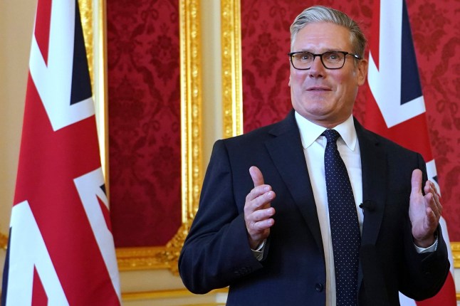 LONDON, ENGLAND - SEPTEMBER 15: British Prime Minister Keir Starmer speaks as he hosts representatives of the Civil Nuclear industry during a reception at Lancaster House on September 15, 2025 in London, England. The reception was held to mark the announcement of a new UK-US partnership on nuclear. (Photo by Alberto Pezzali - WPA Pool/Getty Images)