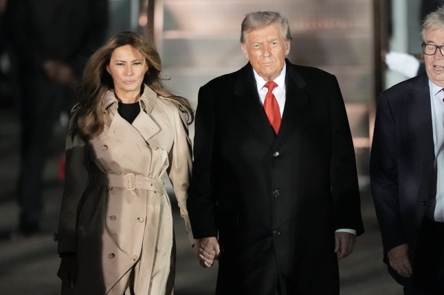 US President Donald Trump and First Lady Melania Trump arrive at Stansted Airport, in Essex, ahead of the US President's second state visit to the UK.