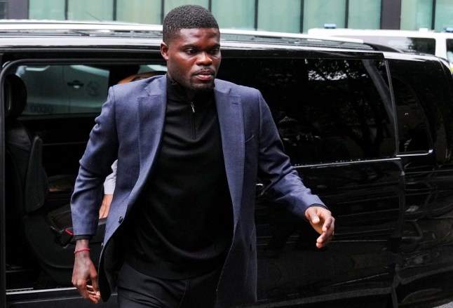 Villarreal and Ghana midfielder Thomas Partey arriving at Southwark Crown Court today.